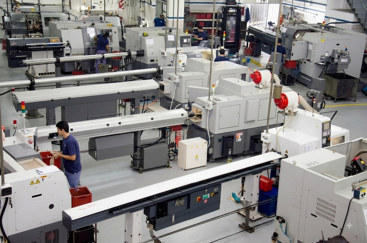 Operario en maquinaria industrial CNC